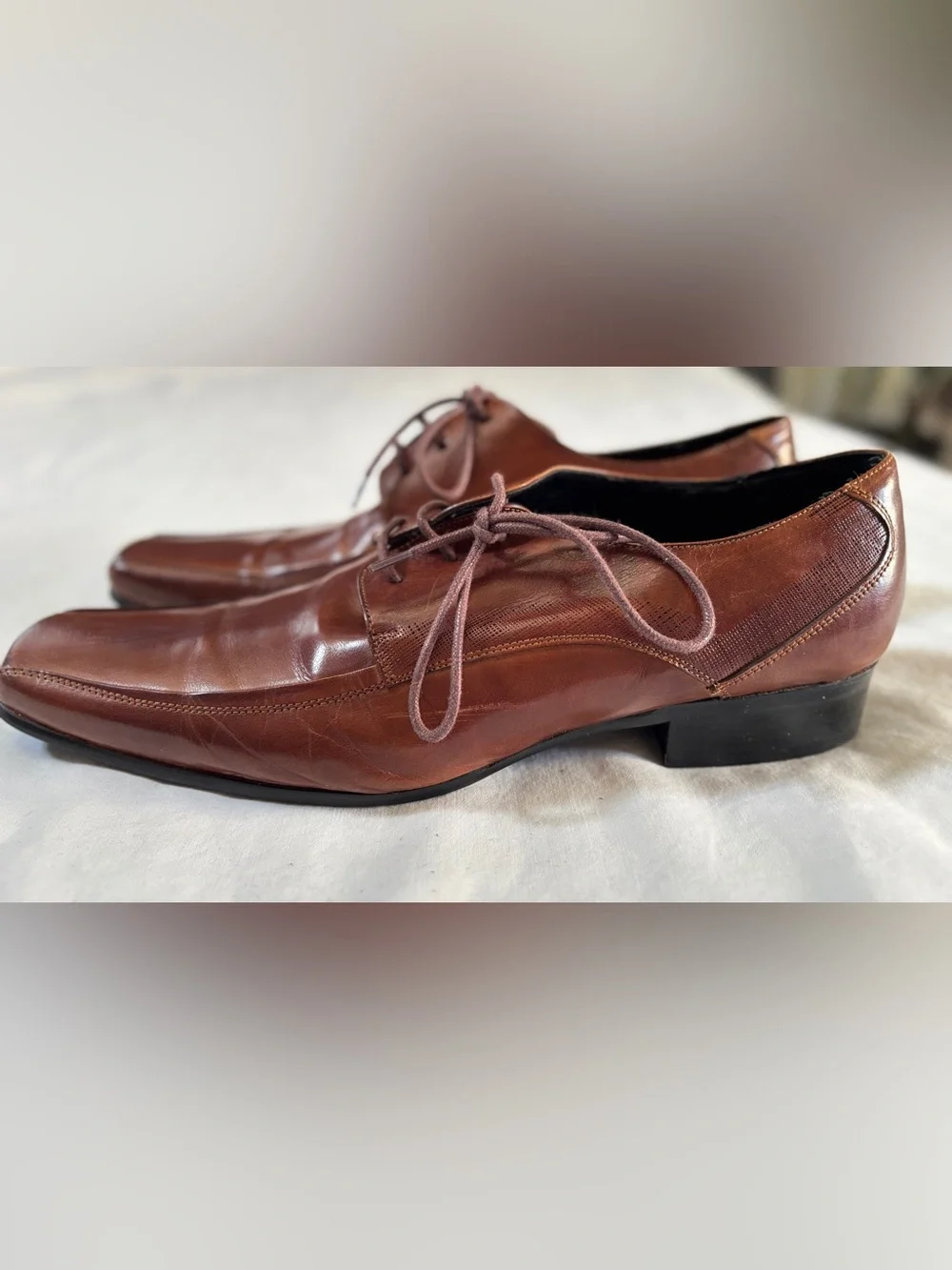 Kenneth Cole NY Brown Leather Square Toe Dress Shoes Men’s 11
